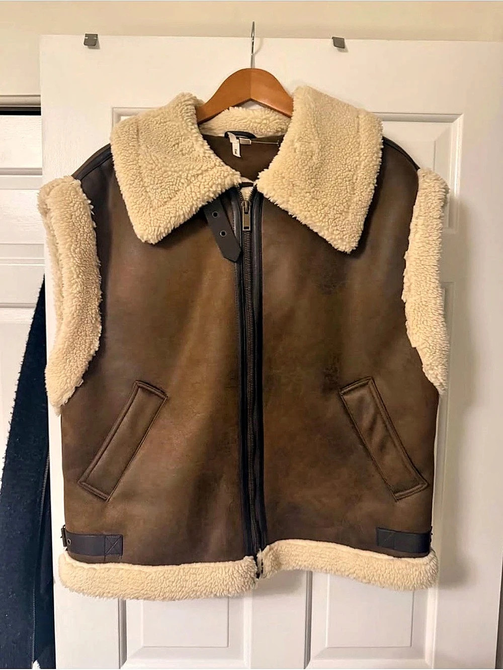 Free People Bad Habits Cozy Vest Brown & Cream